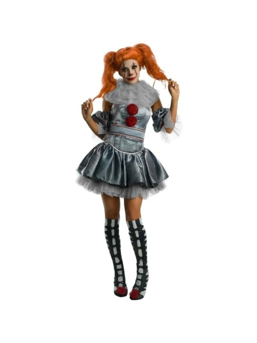 It Chapter Two Pennywise Costume Womens Sexy Top Skirt Collar Boot Tops S
